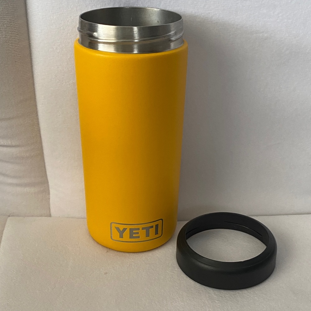 Yeti Yellow Slim Can Cooler with Black Top - Picture 4 of 4